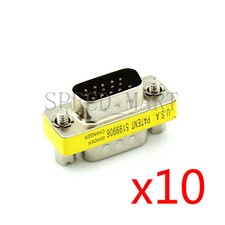 10 X 15 Pins HD VGA KVM SVGA XGA DB15 Male to Male Serial Cable Coupler Adapter