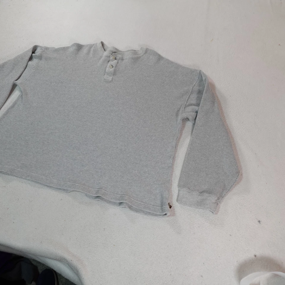 Vintage Alpine Henley Shirt Mens 2XL XXL Gray Waffle Knit Outdoor Sleep Camp Top - Image 2 of 4