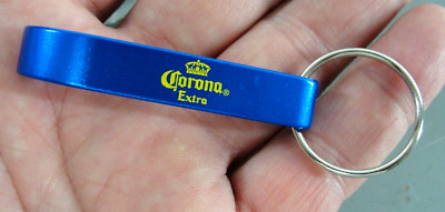 LOT 2 CORONA EXTRA BEER   BLUE BOTTLE OPENER ALUMINUM KEYRING KEY CHAIN CHARM