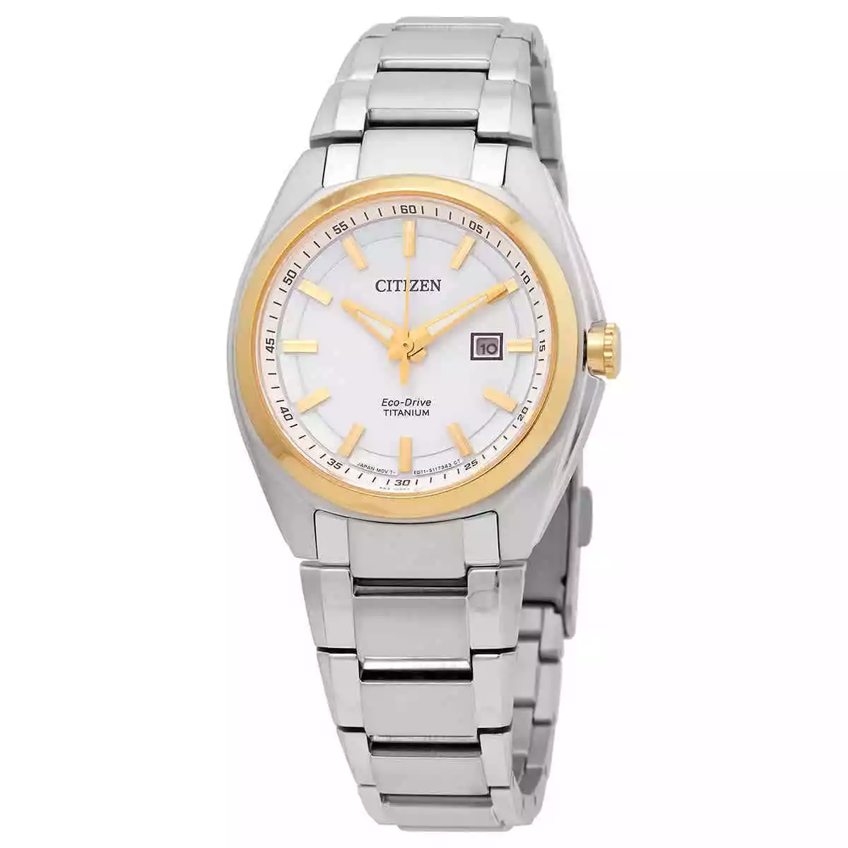 Citizen Ladies Eco Drive White Dial Titanium Watch EW2214 52A