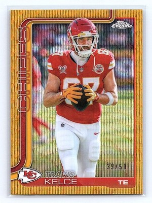 2025 Topps Chrome #150 Travis Kelce Gold Wave Refractor #/50