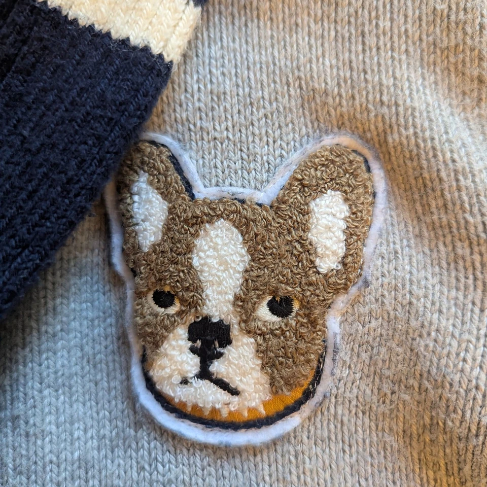 Janie and Jack Niño Gris Azul Bulldog Cárdigan Suéter Chal Cuello 5 Foto 3 de 4