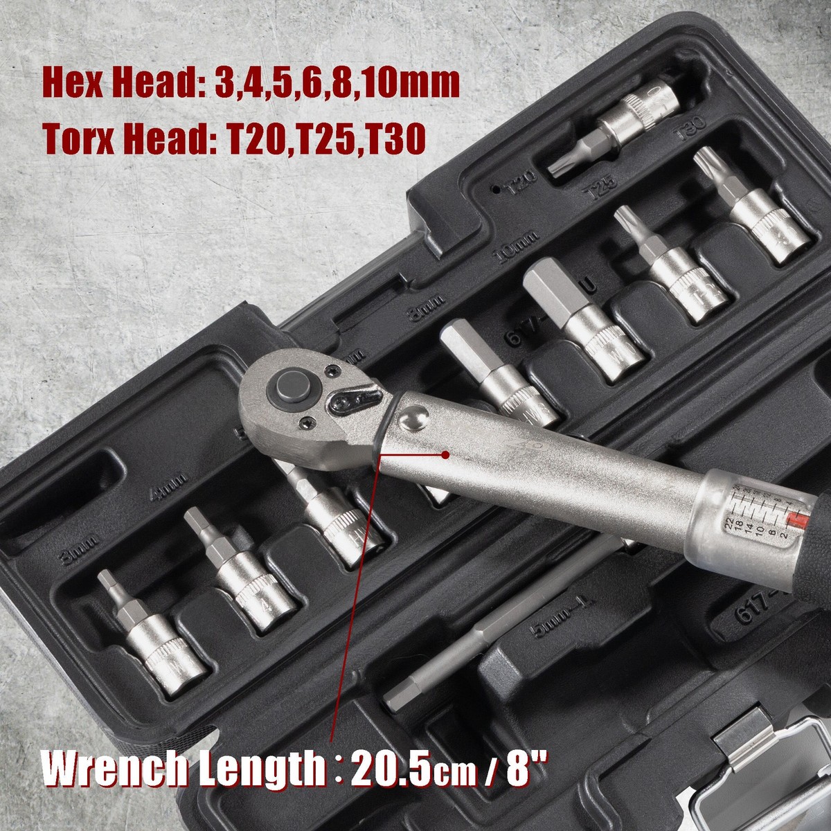 Venzo Bicycle Bike 1/4 Inch Driver - Torque Wrench Allen Key