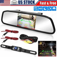 4.3" Backup Camera Mirror Car Rear View Reverse Night Vision Parking System Kit