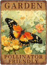Metal Signs Garden Pollinator Friendly Funny Vintage Tin Sign Retro Wall Decor f