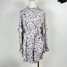Nasty Gal Dress Womens 10 Purple Floral Ruffle Boho Romantic Mini Whimsy