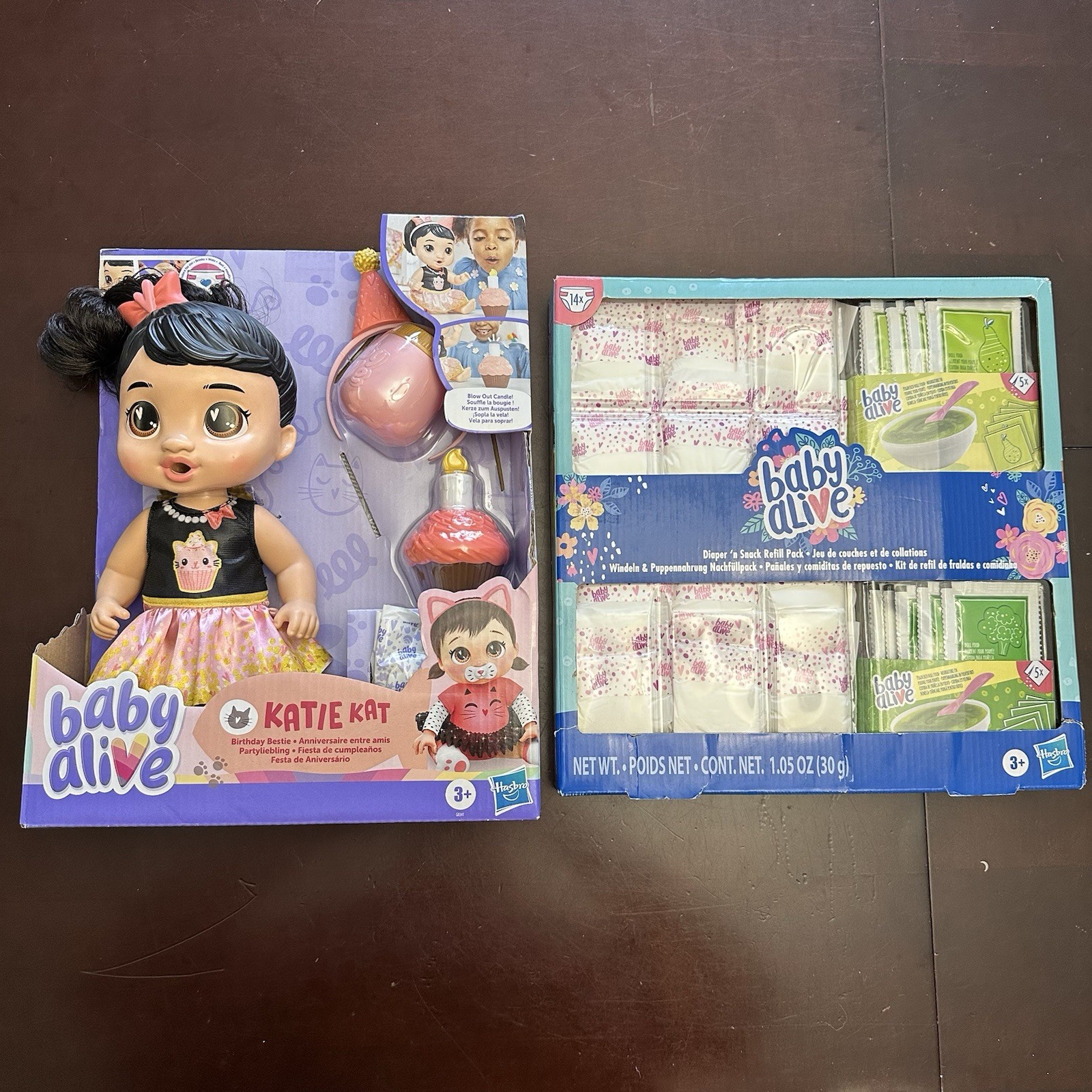 New Baby Alive Birthday Bestie Black Hair Katie Toy + Food D