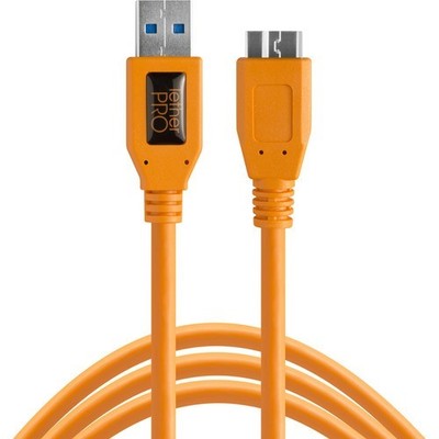 Tether Tools TetherPro USB 3.0 to Micro-B Cable, 15' (4.6m), High-Vis Orange