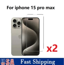 2PACK Screen Protector Tempered Glass Film For iPhone 15 pro max + Cleaning kit