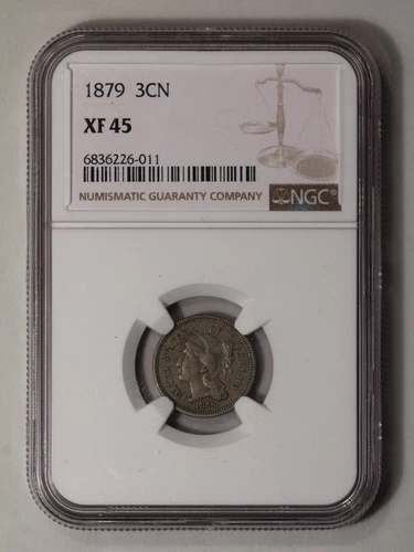 1879 Three Cent Piece - Copper Nickel 3CN NGC XF45