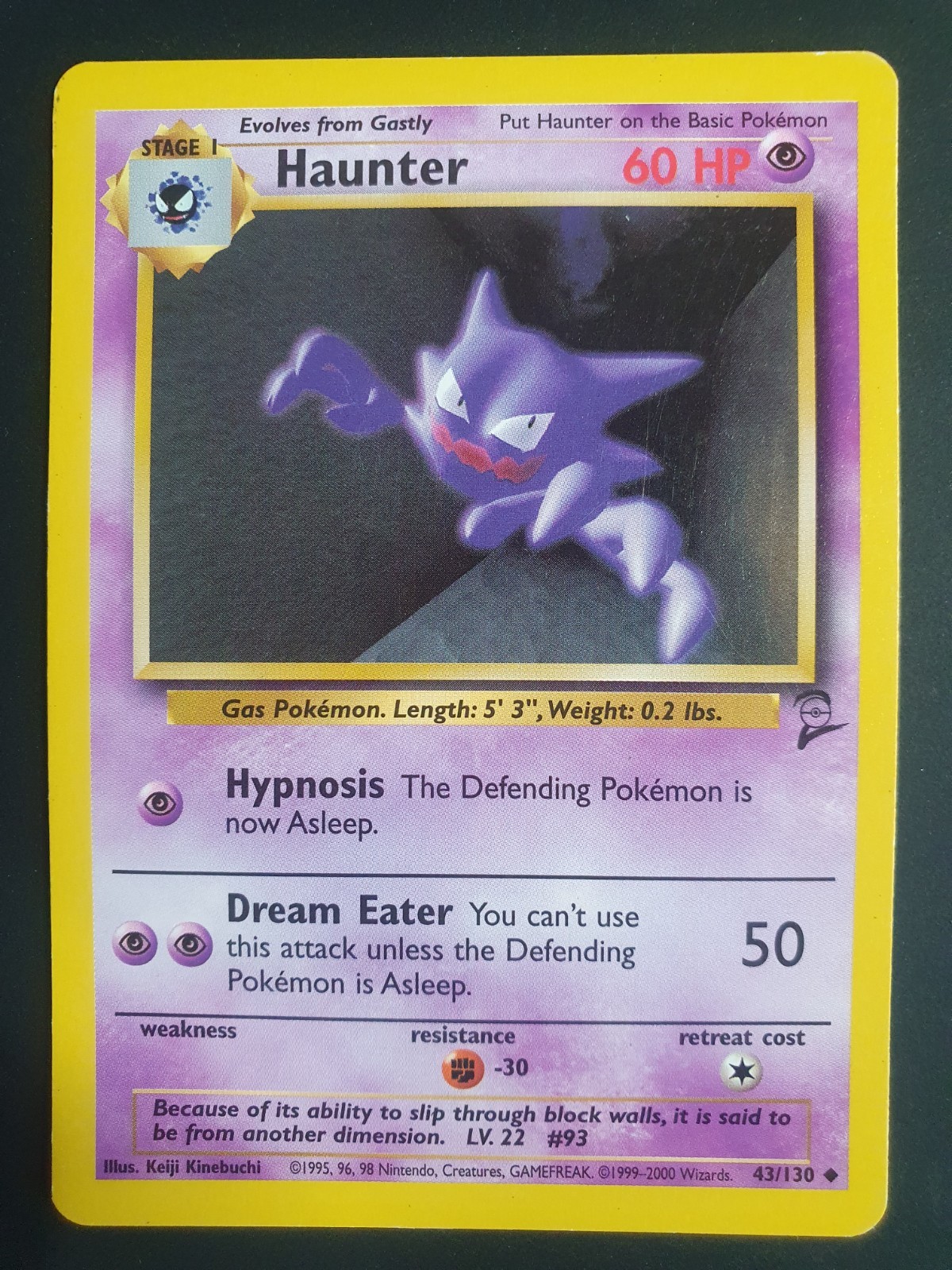 Haunter 43/130 - Base Set 2 - Pokemon Card - Lightly Played