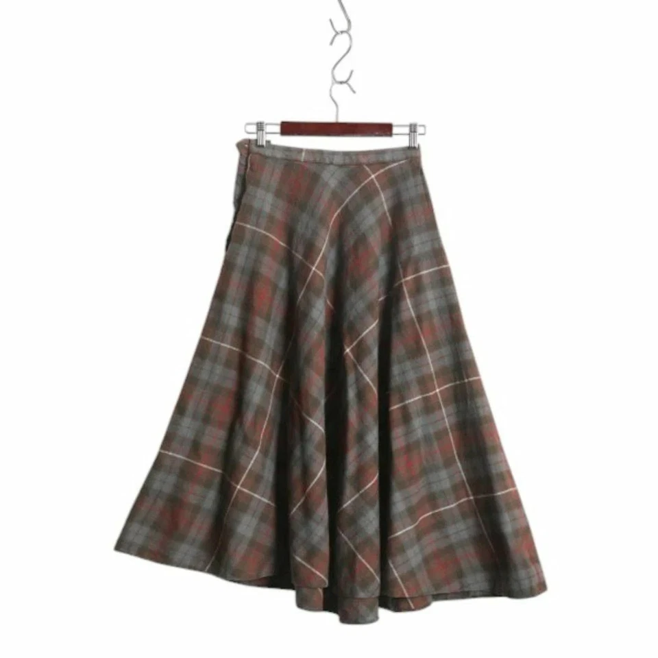 Ralph Lauren Falda Larga Acampanada de Lana a Cuadros Años 80 Polo De Colección Usada Foto 2 de 4