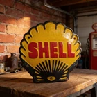 8"X8" Vintage Style Hand Painted "Shell" Motor Oil Plaque...Ships Free!