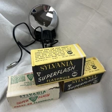 Vintage Mercury Flash Unit Universal Camera Untested, Cords. 3 Super Flash Bulbs