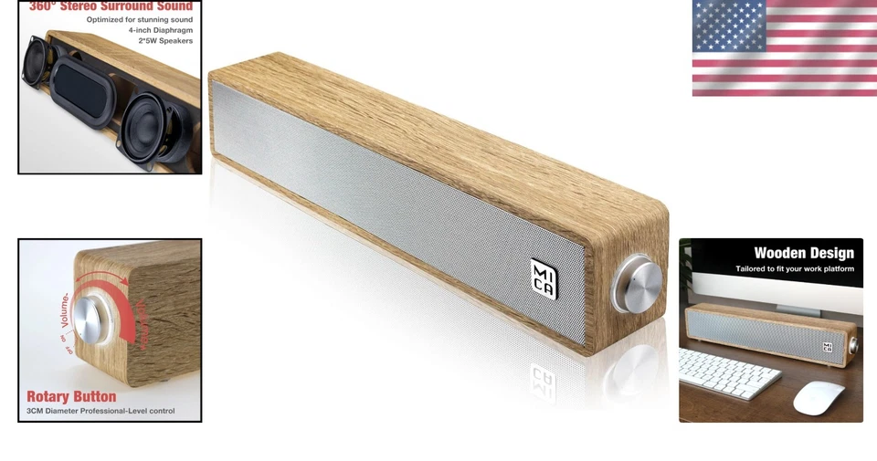 Elegant Wooden Soundbar with High-Quality Audio - Perfect for Home & Work - Image 2 of 4