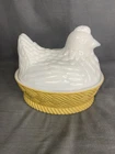 Vintage Avon Chicken Nesting Soap Dish Milk Glass Trinket Box