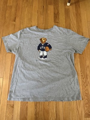 Polo Bear By Ralph Lauren T-Shirt Size L Teddy Varsity Basketball  Vintage Grey