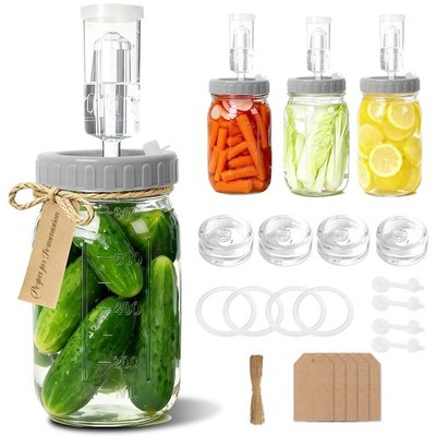 4-Pack Mason Jar Fermentation Kit(Jars Included) Four 32oz Fermentation Jars ...