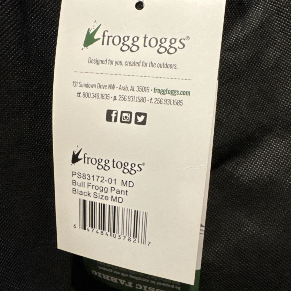 Pantalón Frogg Toggs PS83172-01 MD Impermeable Bull Frogg Negro Mediano Para Hombre Nuevo Con Etiquetas Foto 4 de 4