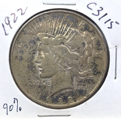 1922- P Peace Silver Dollar - 90% SILVER - ask4bud coin C3115
