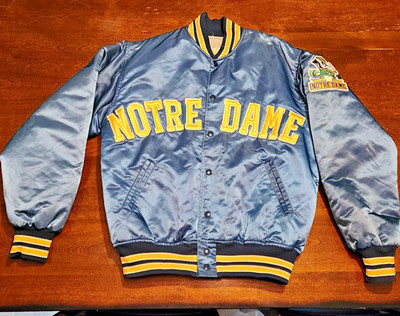 Vintage Felco Notre Dame Insulated Satin Varsity Jacket Size Medium Made In USA