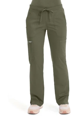 Cherokee Workwear Scrub Mid Rise Flare Drawstring Petite Pants WW120P OLV Olive - Image 1 of 4