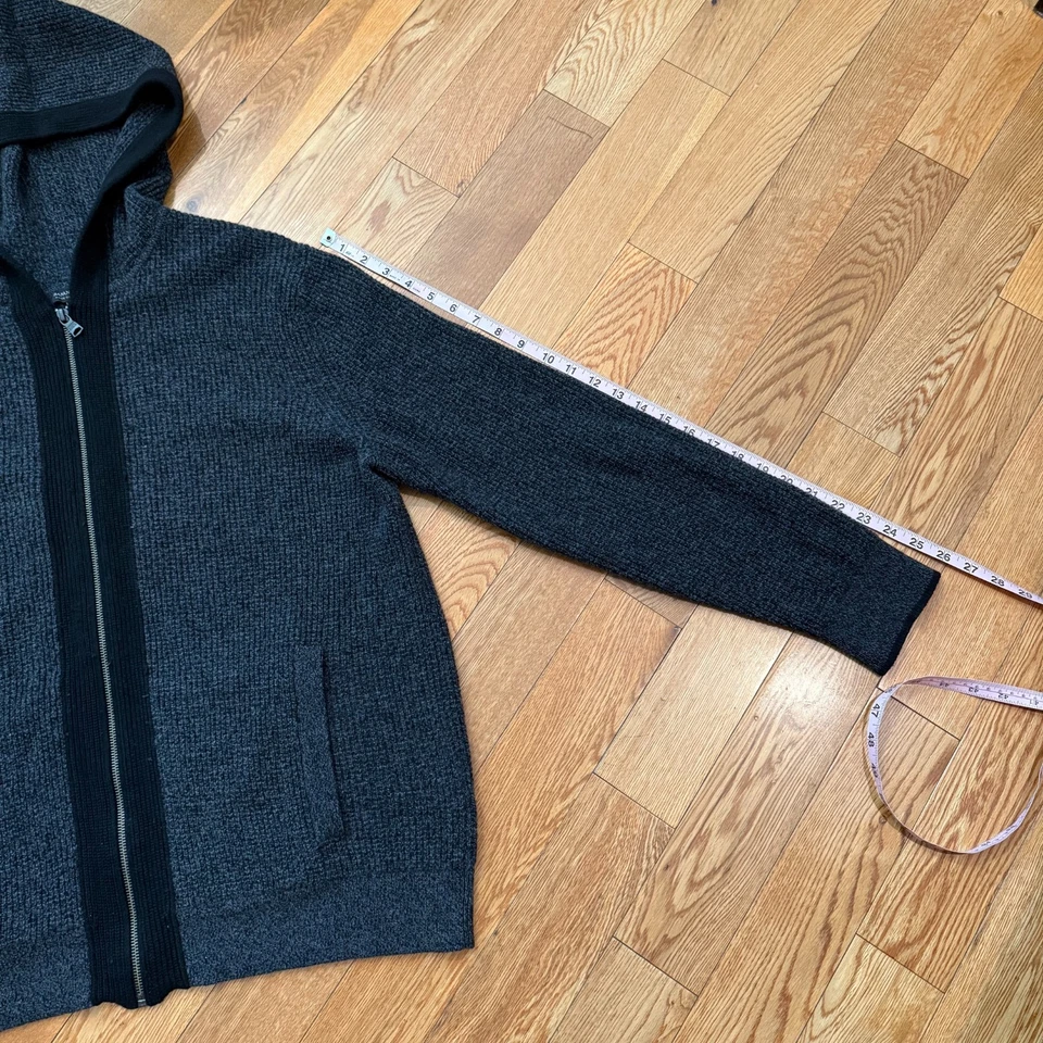 Banana Republic Italian Yarn Wool Nylon XL Ribbed Sweater Hoodie Full Zip Knit - Image 2 of 4