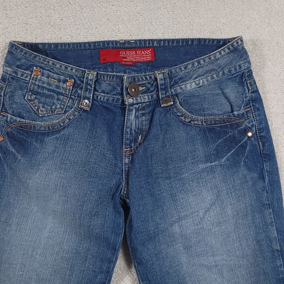 Bermudas de mezclilla capri de colección Guess para mujer 30 denim tiro bajo elásticas 12,5" Foto 3 de 4