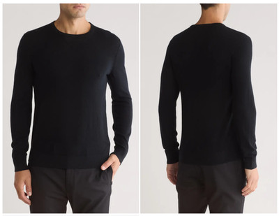 NWOT Men's S THEORY RILAND Crewneck Merino Wool Blend Sweater in Black $285