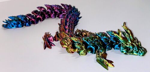 3D Printed Articulated Dragon (Red/Yellow/Blue) Fidget Toy (14 Inch) - Picture 1 of 2
