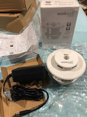 WorkWell by ottlite dual USB desk grommet WWG1WW3-white