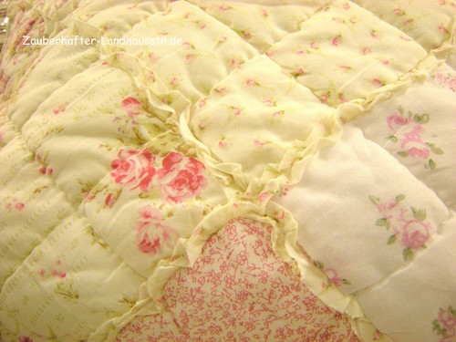Tagesdecke RONJA 230x260 cm Creme Rosa Patchwork Plaid Sofa Bett Überwurf - Bild 4 von 16