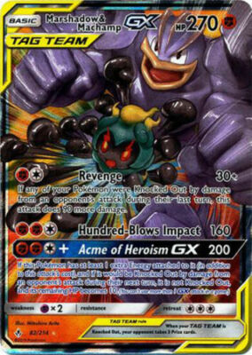 ULTRA RARE Marshadow & Machamp GX Tag Team SM Unbroken Bonds 82