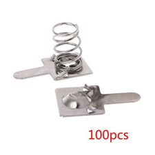 100 Pcs AA or AAA Battery Silver Tone Spring Contact Nickeling Plate Replacement