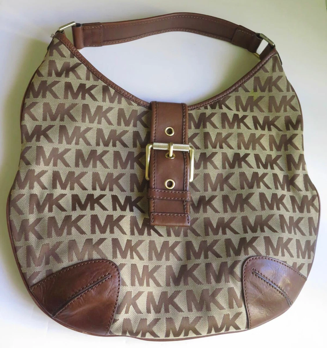 MICHAEL KORS DESIGNER PURSE HANDBAG BROWNS/TANS MK INITIALS