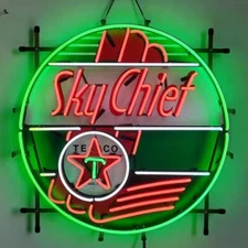 Texaco Sky Chief Gasoline Station 24"x24" Neon Light Sign Lamp HD Vivid Printing