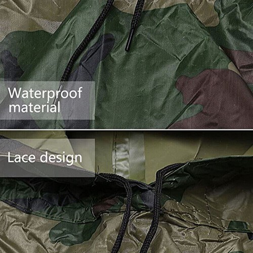 Rain Poncho Waterproof Raincoat Cover Rain Cape Hooded Hiking Camping Military - Picture 5 of 16