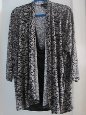 3X Isabella Rodriguez LS Leopard Print Open Front Cardigan Attached Top