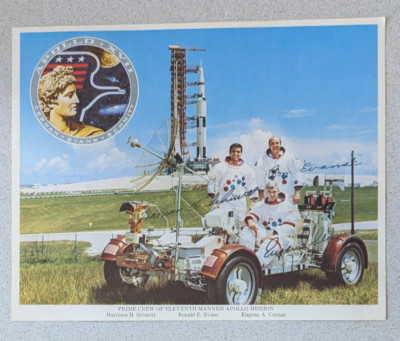 NASA Apollo 17 Photo Astronauts Cernan Evans Schmitt Lunar Rover Saturn 5