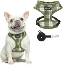 PUPTECK Soft Mesh Dog Harness and Leash Padded No Pull Harness Green Medium