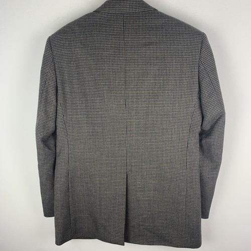 Joseph & Feiss Gold Mens 40R Herringbone Gray Notch Lambswool Blazer Jacket Coat - Picture 7 of 12