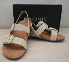 Vionic Women's Sz 7.5W Oatmeal/Beige Synthetic Reese Slingback Sandals