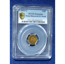 1855-C Princess Liberty Gold Dollar Charlotte Mint PCGS XF Detail —Free Shipping
