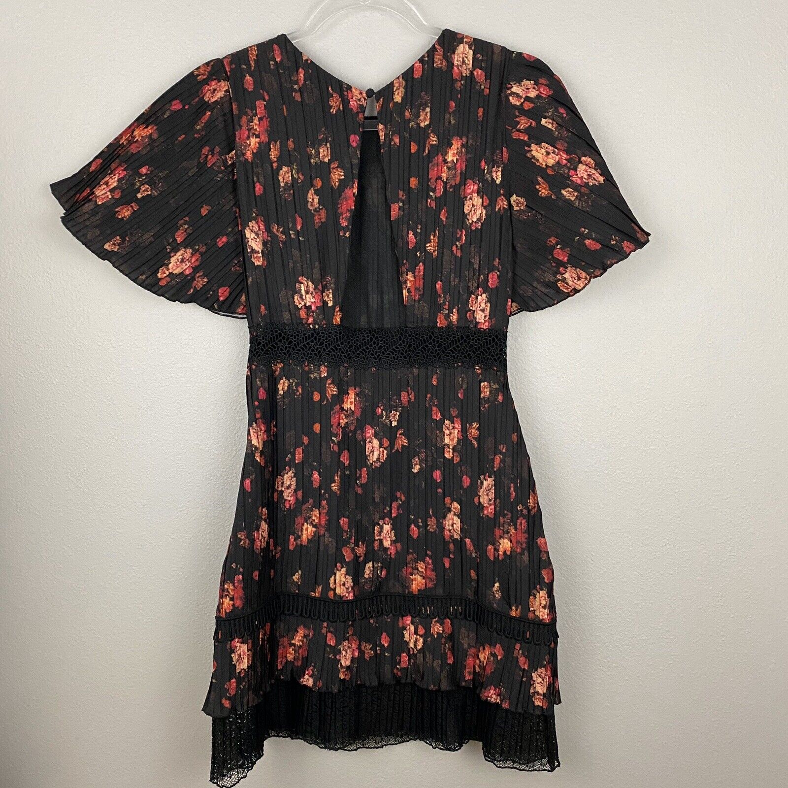 FOXIEDOX Anthropologie Black Red Pleated Lace Ros… - image 6