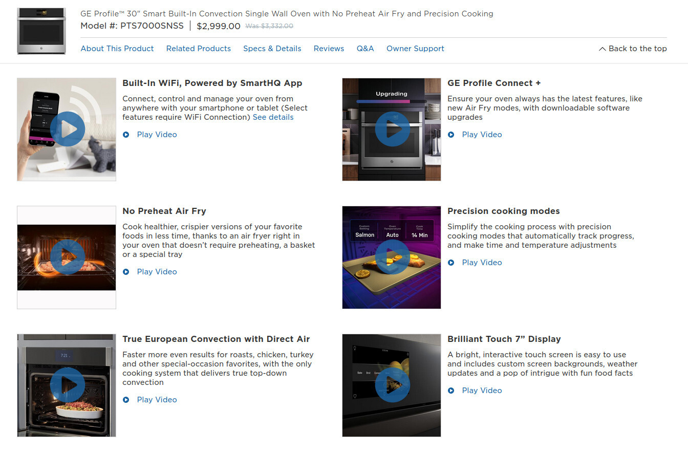 GE stainless 30" built in wall oven with WiFi and Alexa PTS7000SNSS NEW