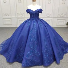 Blue Princess Quinceanera Dresses Elegant Sleeveless Sequin Beaded Ball Gowns