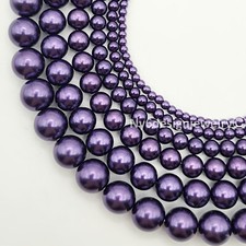 Purple Glass Pearl Round Loose Bead 3mm 4mm 6mm 8mm 10mm 12mm 16" Strand 1