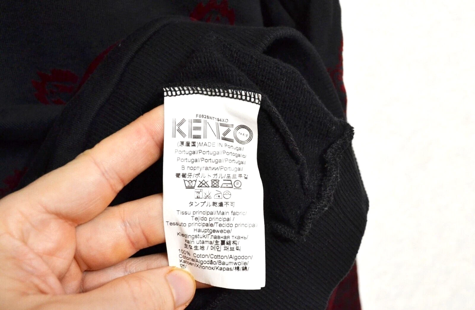 Felpa Kenzo Nera con logo tigre velluto rosso taglia M