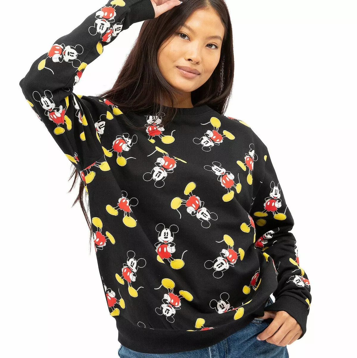 Official Disney Ladies Mickey Mouse Classic AOP Sweatshirt Black S