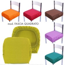 4 pezzi coprisedia tinta unita, cuscino da seduta, fascia elastica, sfoderabile